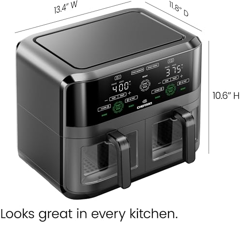 6 Quart Dual Basket Air Fryer Oven with Easy View Windows (6 Quart)