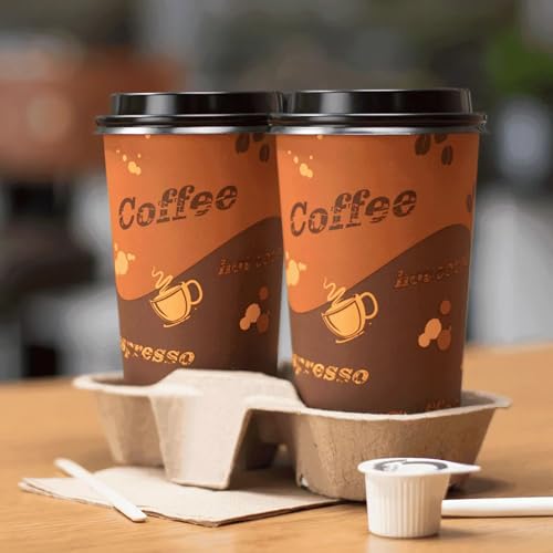 20 oz Paper Hot Coffee Cups [600 ct] Disposable (20 OZ / Café Theme)