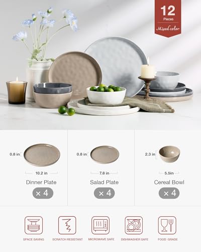 Mars Stoneware Dinnerware Set for 4 (Multicolor / Set(12pcs))