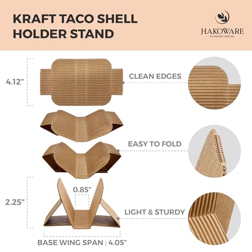 Disposable Kraft Paper Taco Holder Stand Food Tray Plates for Tacos & Pita