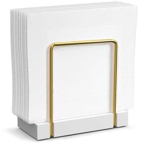 Napkin Holder for Table (Gold/White / 5.78 x 2.51 x 5.04 inches)
