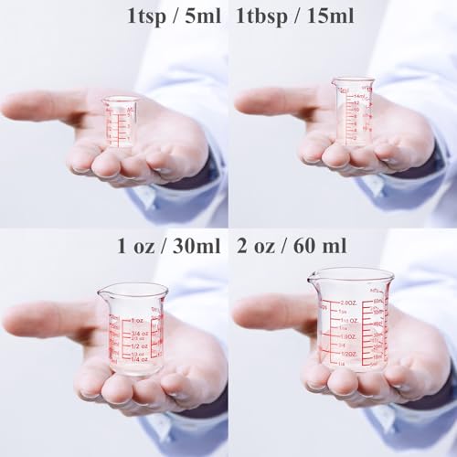 Mini Borosilicate Glass Measuring Cup Set (5ML/15ML/30ML/60ML Measuring Cup Set)