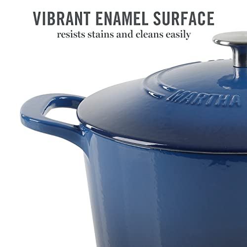 Gatwick 7 Quart Enamel Cast Iron Dutch Oven Pot with Lid (Classic Blue / 7-Quart)