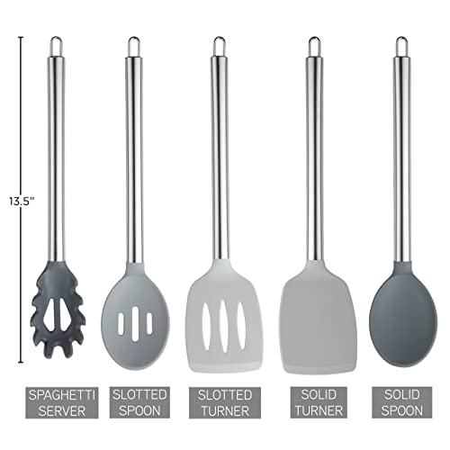 Silicone Cooking Utensils (Grey Ombre / 5 Pieces)