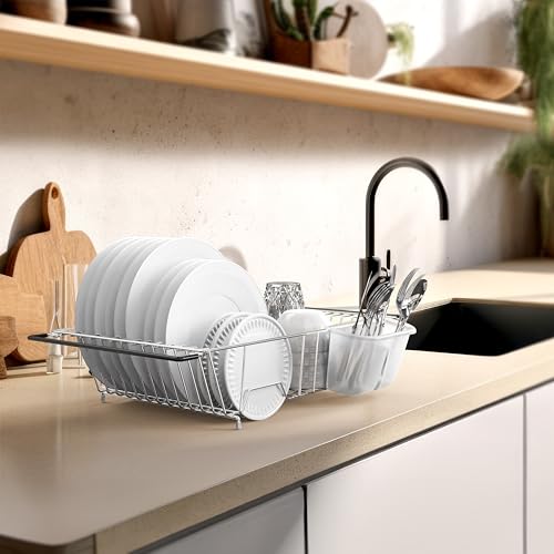 Large Stainless Over Sink Counter Top Dish Drainer Rack (Large / Chrome)