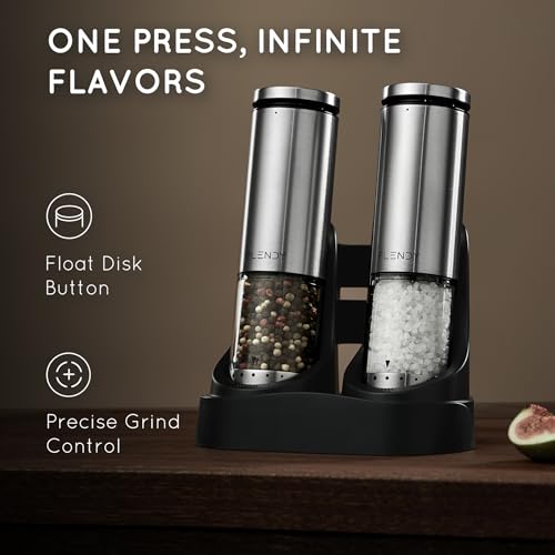 Rechargeable Electric Salt and Pepper Grinder Set with Charging Base (2 Count)