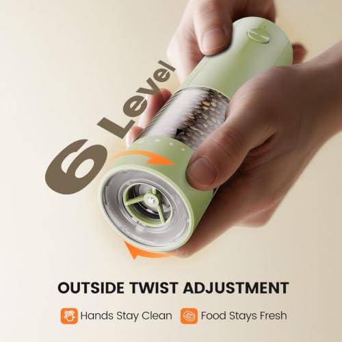 Electric Salt and Pepper Grinder Set (Sage Green)