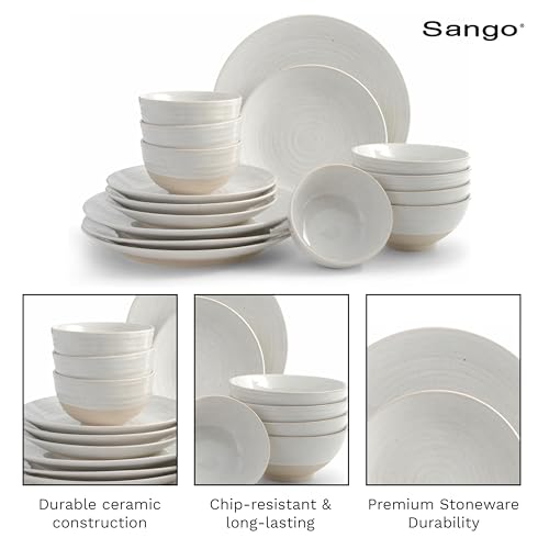 Siterra 16 Piece Rustic White Stoneware Dinnerware Set (Rustic White / 16-Piece Set)