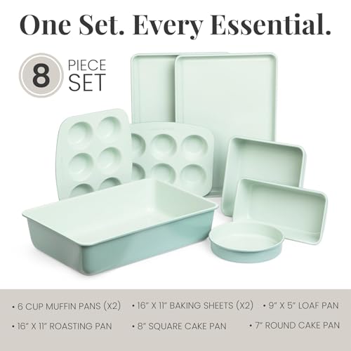 8 Piece Stackable Bakeware Set (Sage)