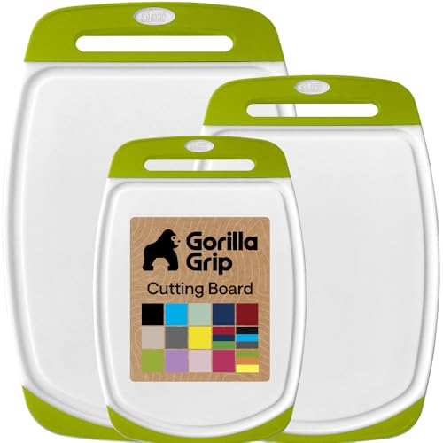 BPA Free Reversible Kitchen Cutting Board (Lime/White / Large (Pack of 3))