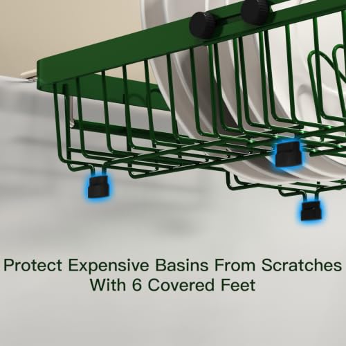 Green Expandable Dish Drying Rack Over The Sink with Anti Slip Grip (Green / For 13-30" W Sink)