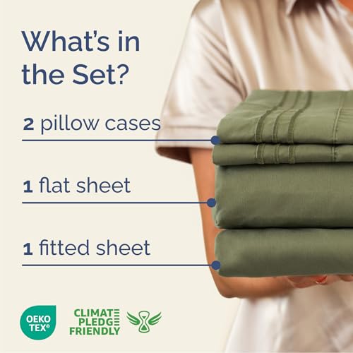 Queen Size 4 Piece Sheet Set (15 - Sage Green / Queen)