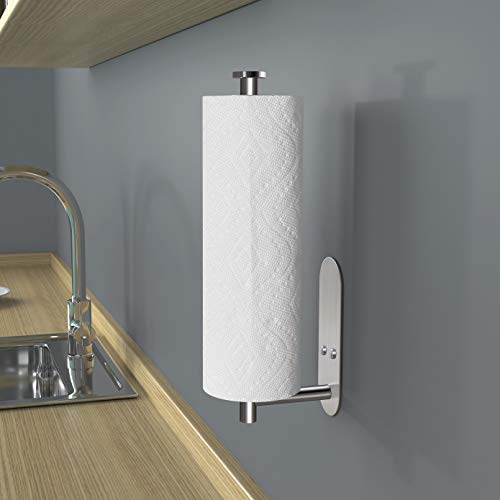 Adhesive Paper Towel Holder Under Cabinet Mount (Silver / 1 Pack)