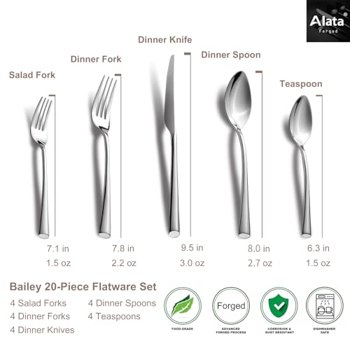 Bailey 20 Piece Forged Silverware Set Stainless Steel Flatware Set (Sliver / 20 pieces for 4)