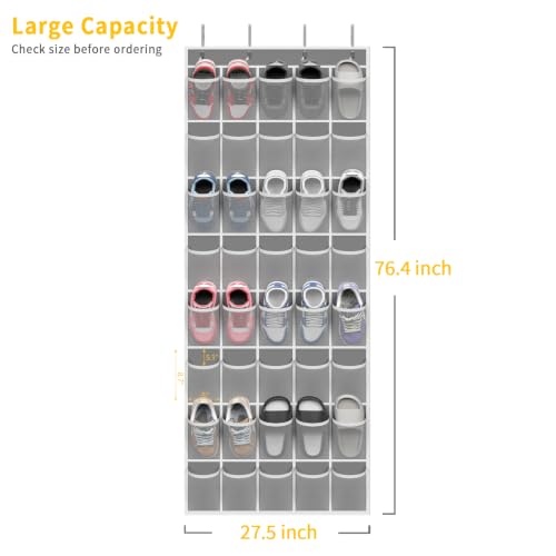 40 Large Pockets Over the Door Shoe Organizer (Grey-1pack of 40 pocket)