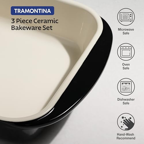 Mae 3 Pc Ceramic Porcelain Baking Pans Set (Black)