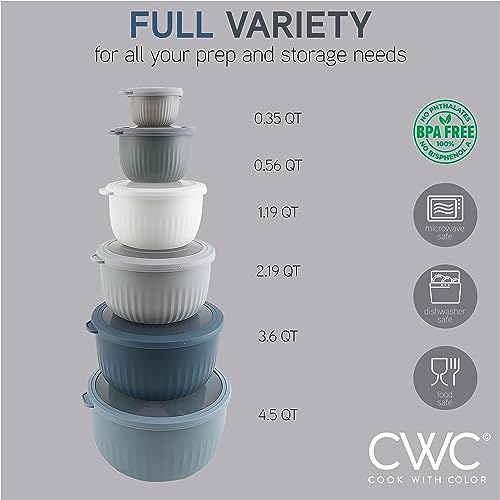 Prep Bowls with Lids (Blue/Grey / 12 Piece Set - Deep Bowls)