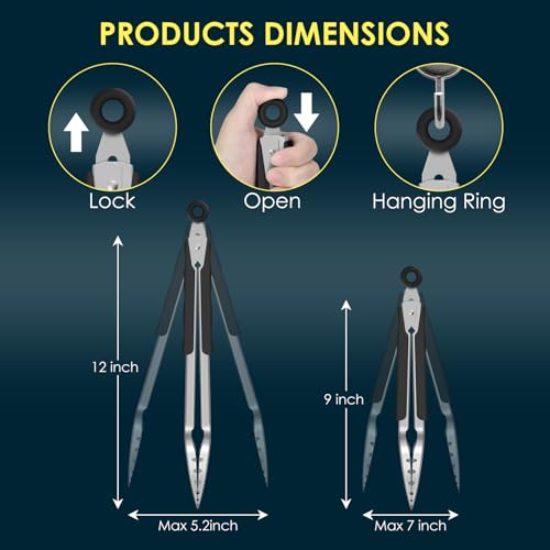 Stainless Steel Kitchen Tongs (Toothed head: 9,12 inch)
