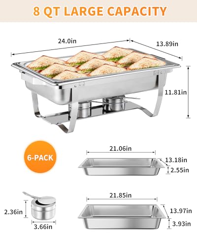 Chafing Dishes for Buffet 6 Pack (Silver / 6 Pack)