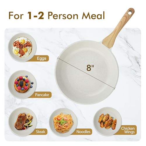 Nonstick Ceramic Frying Pan Skillet (8 Inch / White)