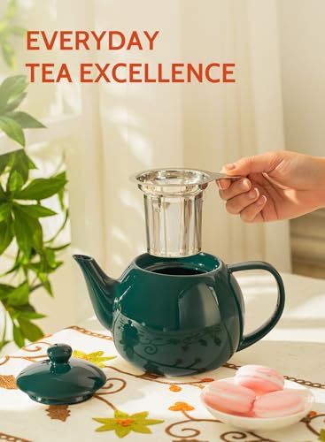 Teapots for Tea (Dark Green / 27oz (with infuser))