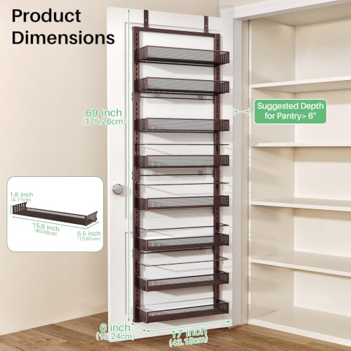 8 Tiers Over the Door Organizer (Bronze / 17" W x 6" D x 69" H)
