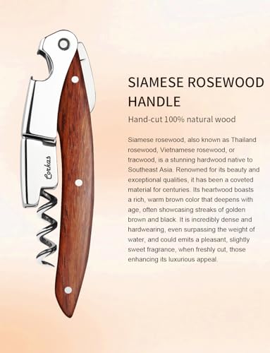 Wine Key CORKAS Prestige Waiter Corkscrew with Rosewood Handle