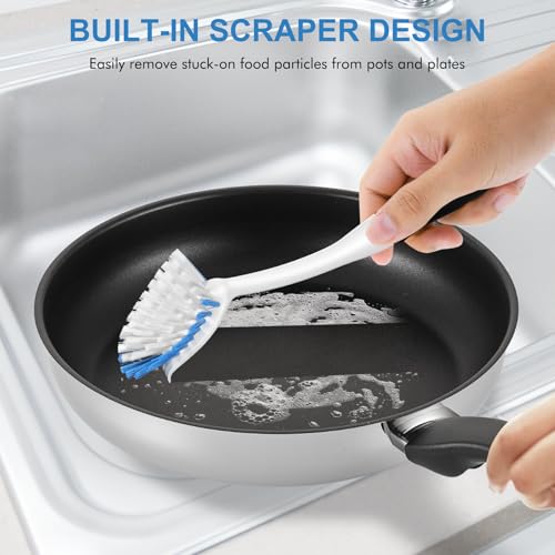 Dish Brush with Handle (Black-blue / 2 pack)