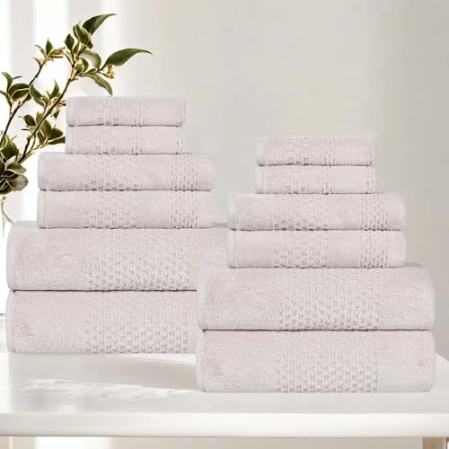 Playa Zero Twist Cotton Medium Weight Towels (12 Piece Towel Set / Silver)