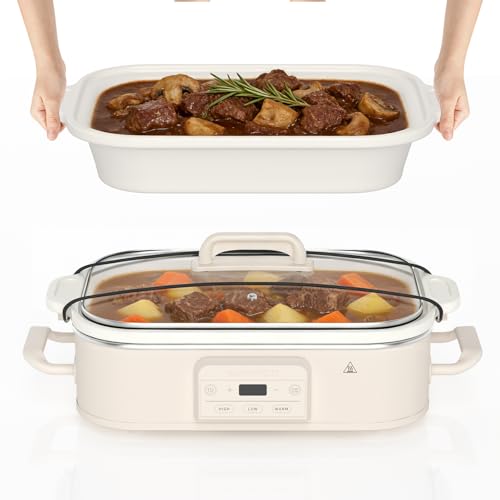 4 Quart Casserole Programmable Slow Cooker with Ceramic Baking Dish (Oatmeal)