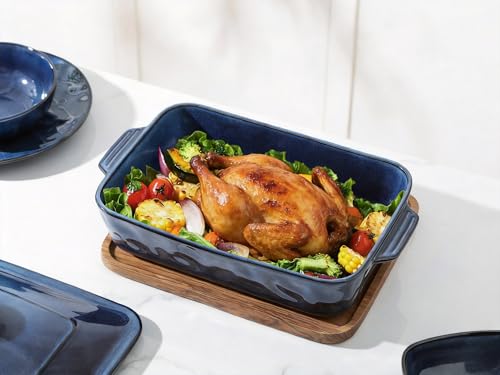 Ceramic Casserole Dish with Lid (set of 1 / Starry Blue)