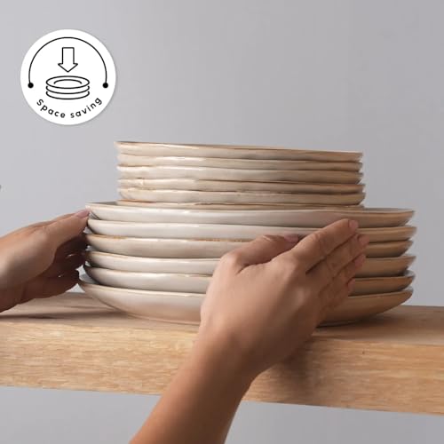 Aria Reactive Stoneware Plates & Bowls Sets (Aria 24-Piece Set)