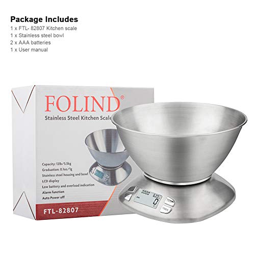 Digital Kitchen Scale with Removable Bowl 2.5L Volume