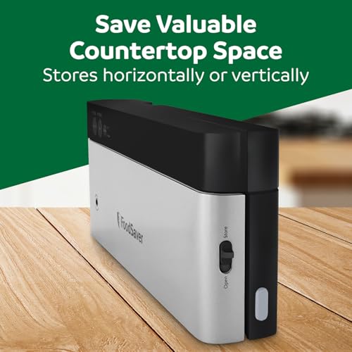 PowerVac Compact Vacuum Sealing Machine Stainless Steel & Black Vertical Storage VS0150 (Black)