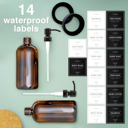 Amber Glass Soap Dispenser (Amber Bottle / Round Oil Rubbed Bronze Pump)