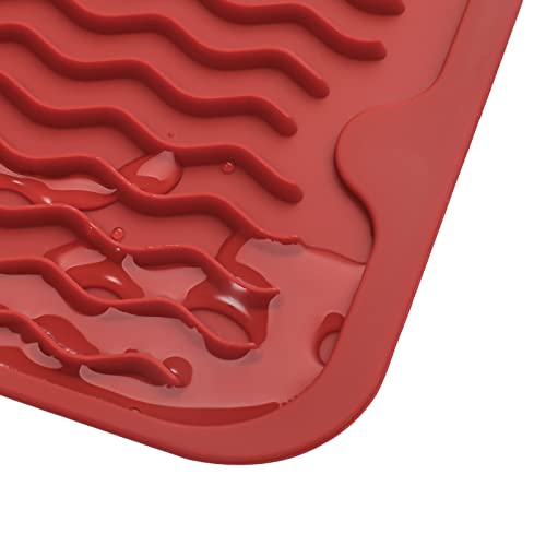 Silicone Dish Drying Mat for Multiple Usage (Red / 17"L x 6"W)