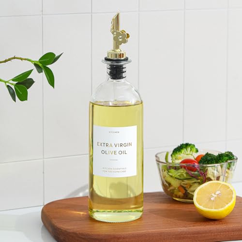 Olive Oil Dispenser for Kitchen (Transparent+Tray / 16 fl oz)