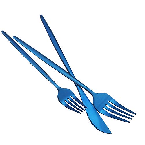 Shiny Blue Silverware Set (Service for 6 / Blue)