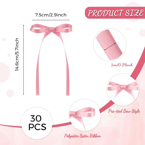 30 Pack Bow Cake Toppers Rose Pink Ribbon Bows for Cake (Rose Pink)