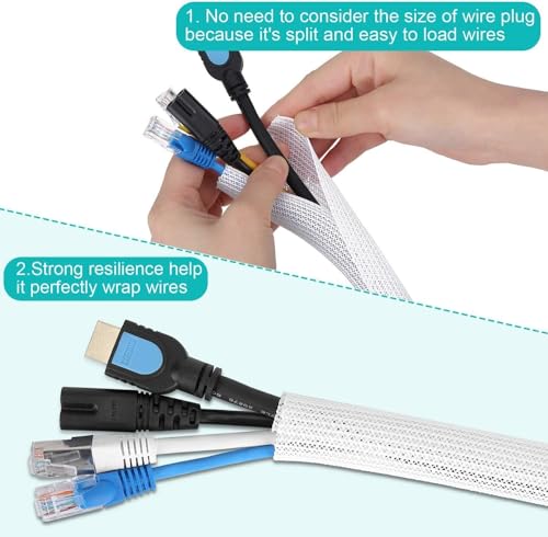 6.6ft 1 inch Grey Cable Sleeve (Grey / 6.6ft, 1'')