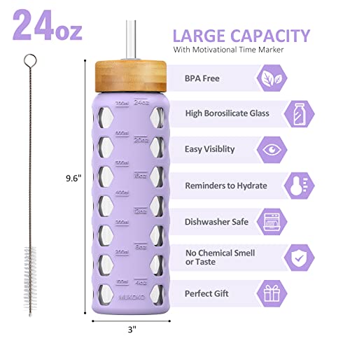 24oz Glass Water Bottle (Purple / 24 Ounces)