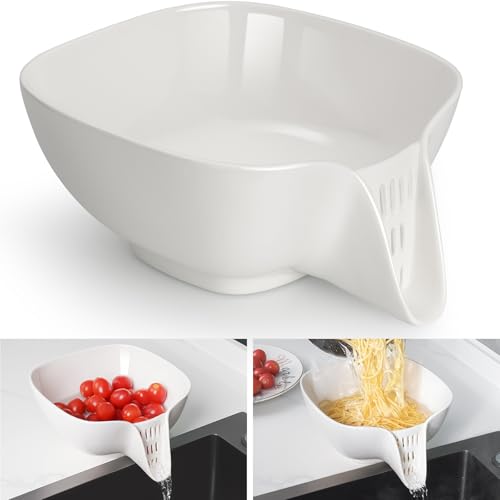 Multifunctional Ceramic Food Strainer with Integrated Drain Spout