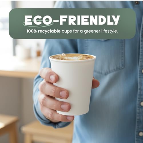 Paper Cups 12 oz 1000 Pack for Coffee & Tea Made in USA (12oz - 1000 Count)