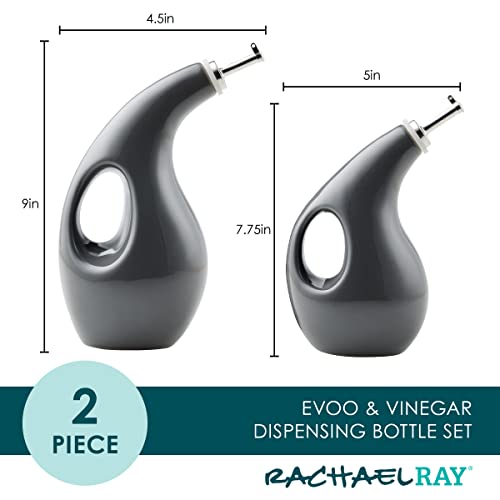 Serveware Ceramic EVOO Oil and Vinegar Dispensing Bottle Set (Gray / 24 Ounces)