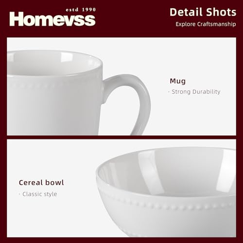 HomeVss New Bone China Dinnerware Set (Pearl / Service for 8 - 40pc Set)