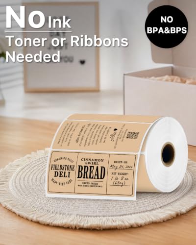 4x2 Inch Thermal Labels (4"x2" / Brown)