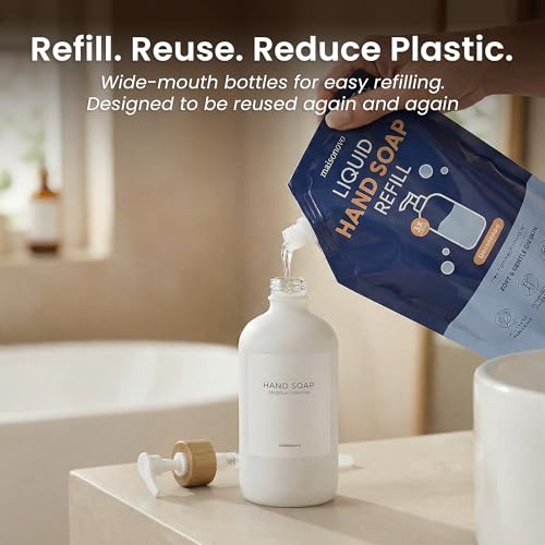 Soap Dispenser Set (White Bottles White Bamboo Pumps)