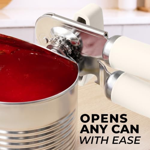 Stainless Steel Swing Open Manual Can Opener Comfortable Grip (Cream / Swing Open)