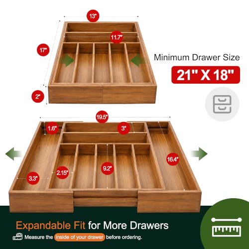 Large Premium Acacia Silverware Organizer