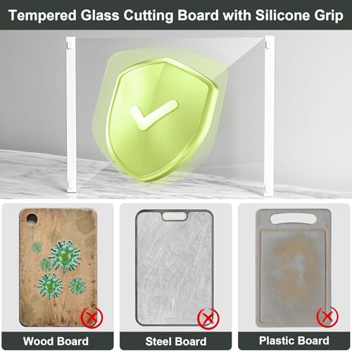 Glass Cutting Boards for Kitchen (White)